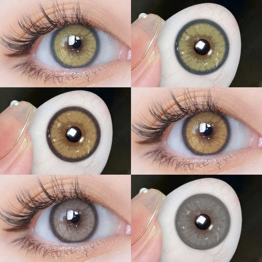 Ddbos 1 Pair NEW Colored Contact Lenses Green Eye Lenses Natural Brown Lens Fast Delivery Green Eye Lens Yearly Contacts Lens