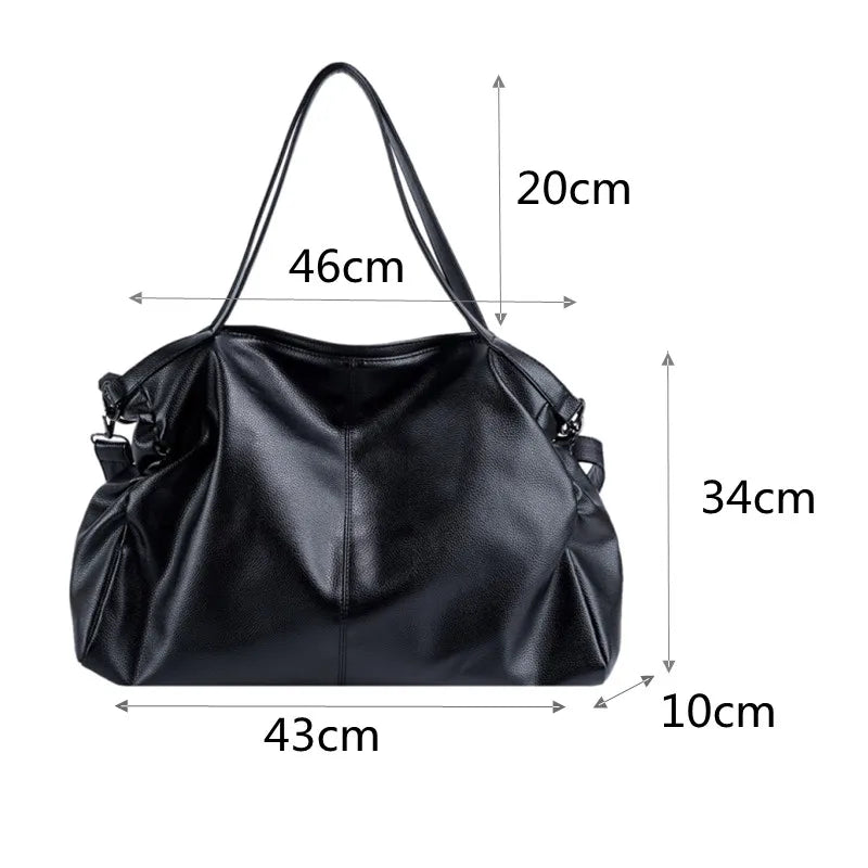 Ddbos Big Black Shoulder Bags For Women Large Hobo Shopper Bag Solid Color Quality Soft Leather Crossbody Handbag Lady Travel Tote Bag