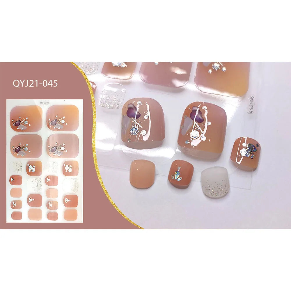 Ddbos 22 Tips Toe Nail Wraps Full Cover Nails Sticker Art Decorations Manicure Nail Vinyls Adhesive Nails Deco For Women Girls DIY