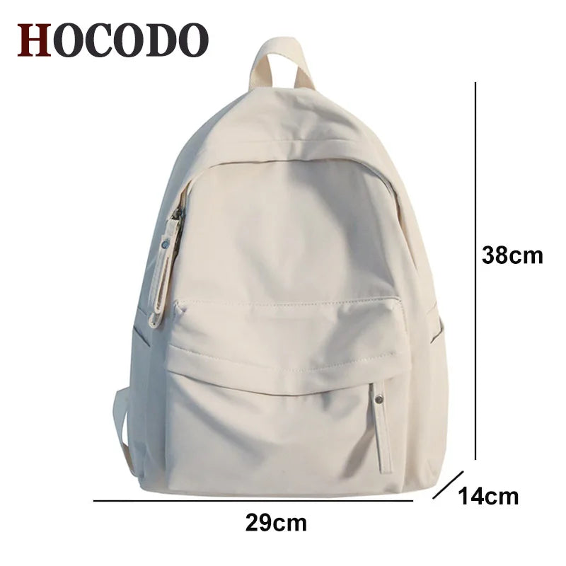 Ddbos Simple Solid Color Backpack Women 2024 Waterproof Nylon School Bags For Teenager Girls Bookbag Lady Travel Backbag Shoulder Bag