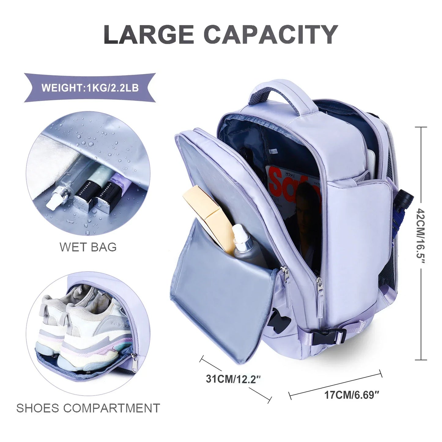 Ddbos BACK TO SCHOOL Women Travel Backpack Airplane Large Capacity Multi-Function Luggage Lightweight Waterproof Women's Casual Bag Notebook Bagpacks