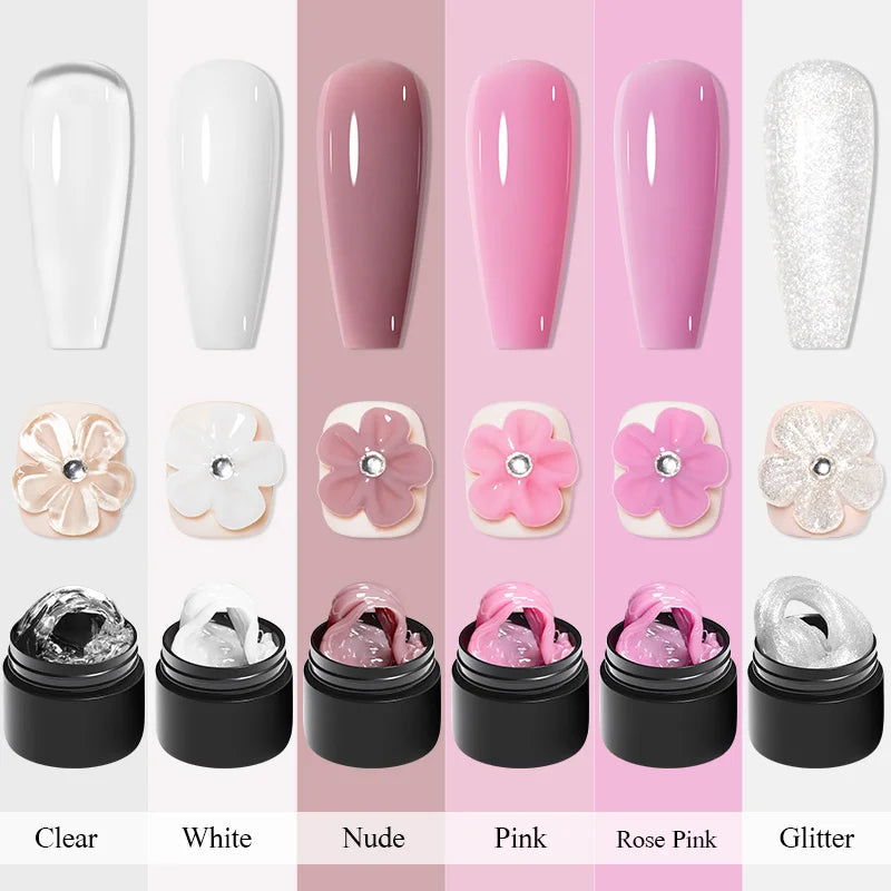 Ddbos 7ml Clear Non Stick Hand Solid Extension Nail Gel Polish Carving Flower Nail Art Building UV Gel Acrylic Varnish