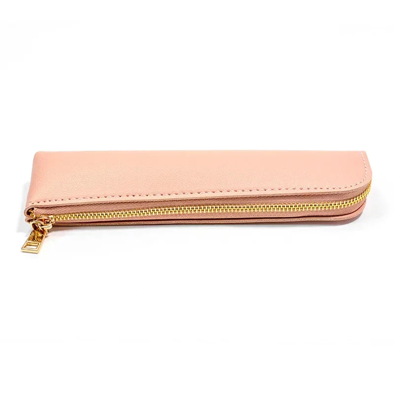 Ddbos BACK TO SCHOOL 1PC PU Leather Small Pen Bag Mini Pen Sleeve Zipper Pencil Pouch Stationery Fountain Pen Holder Case Student School Supplies