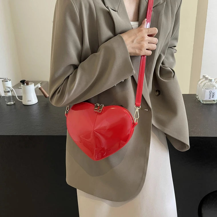 Ddbos Small Cute Love Shape Red Pu Leather Shoulder Bags for Women 2024 Female Trend Crossbody Bag Lady Handbags and Purses