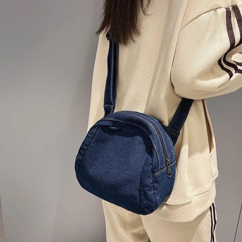 Ddbos Denim Shoulder Bag Women Retro Travel Shell Bag Fashion Simple Casual Retro Crossbody bag College Student TravelBag For Teenager