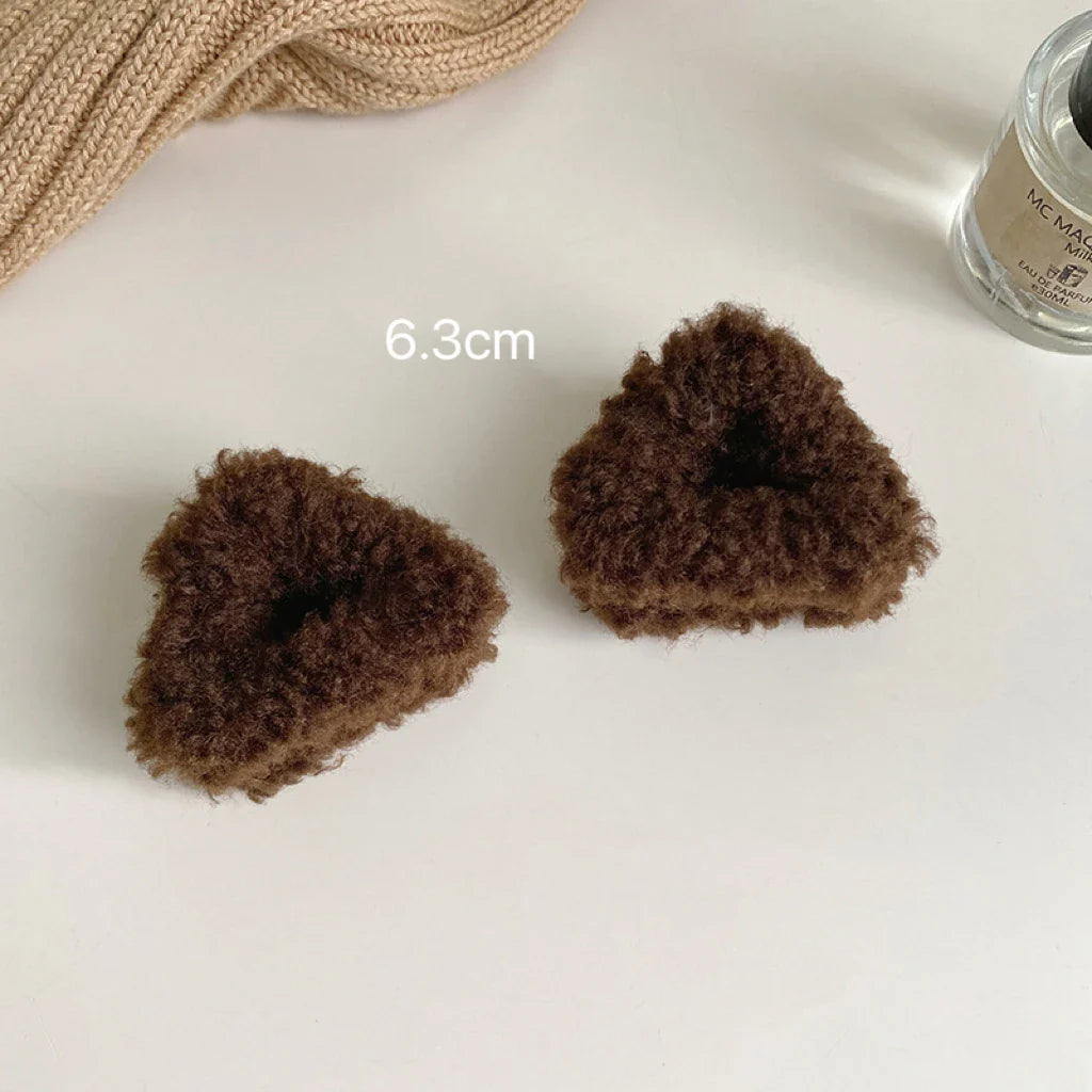 Ddbos Plush Cat Ears Hair Clips For Women Girls Lamb Cashmere Hairpin Forehead Bangs Clip Fluffy Children New Winter Hair Accessories