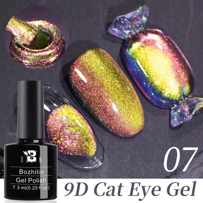 Ddbos 7.5ml Double Light Reflective Magnetic Gel Sparkling Rainbow Soak Off Semi Permanent Nail Art Disco Flashing Cat Eye Gel