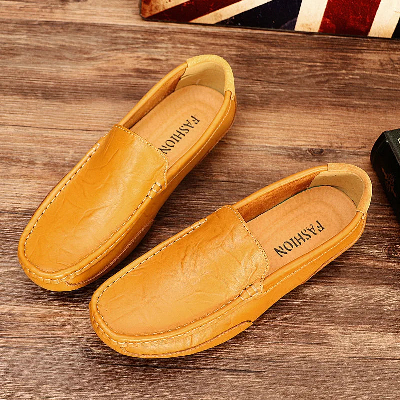 Ddbos Leather Shoes for Men Casual Male Soft Sole Comfortable Shoes Men Slip-On Male Loafers Moccasins Driving Shoe Big Size 38-47