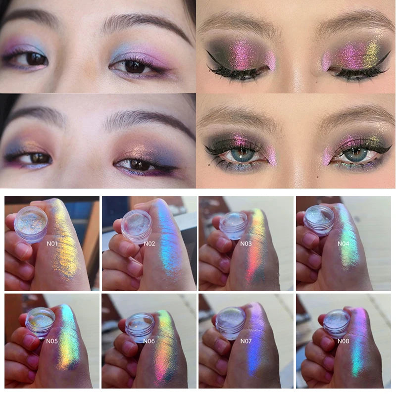 Ddbos Ultra-Thin Iridescent Color Shift Holographic Eyeshadow Highlighter Shifting Pigments Duochrome Chameleon Eyeshadow Косметика