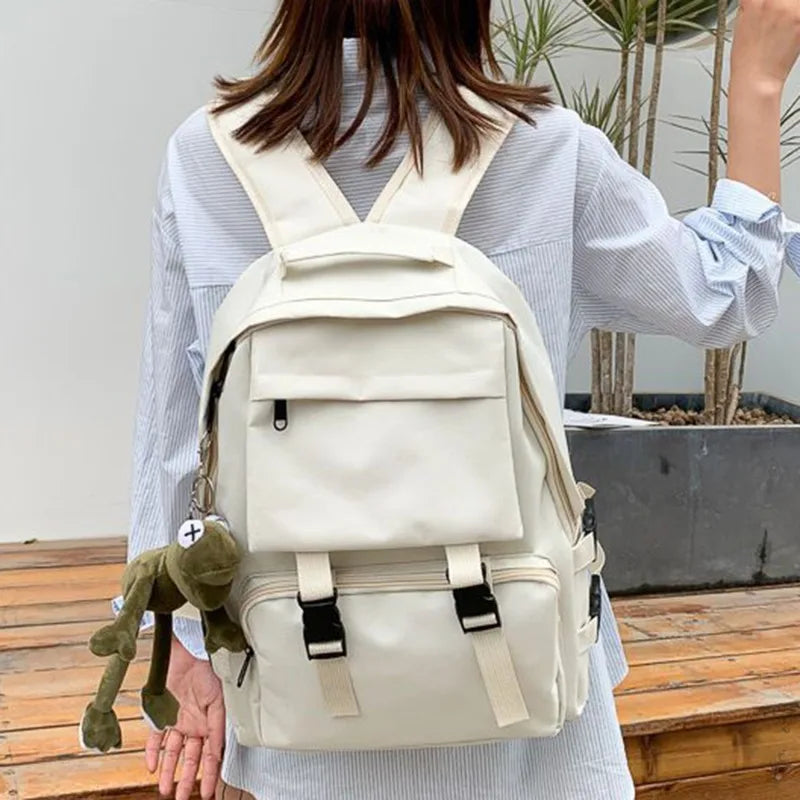 Ddbos Simple Backpacks Large Capacity Travel Bag Solid Harajuku Student schoolbag Backpack Women Man bag Unisex High Street