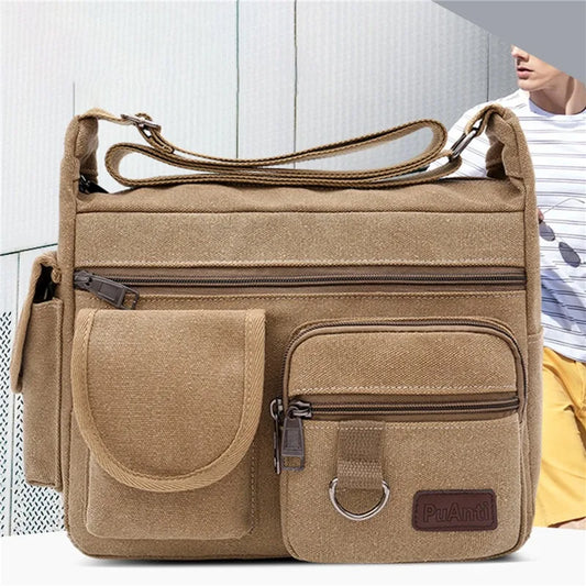 Ddbos Men Canvas Shoulder Bags Casual Tote Travel Men's Crossbody Bag Luxury Messenger Bags Fashion High Quality Handbag