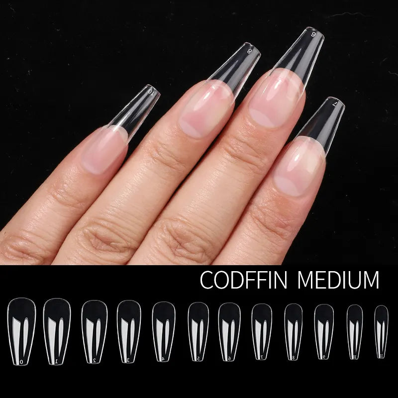 Ddbos Fake Nails False Nail Acrylic American Capsule Gel Shot Artificial Transparent for Frence Fingernails Coffin Full Cover Tips