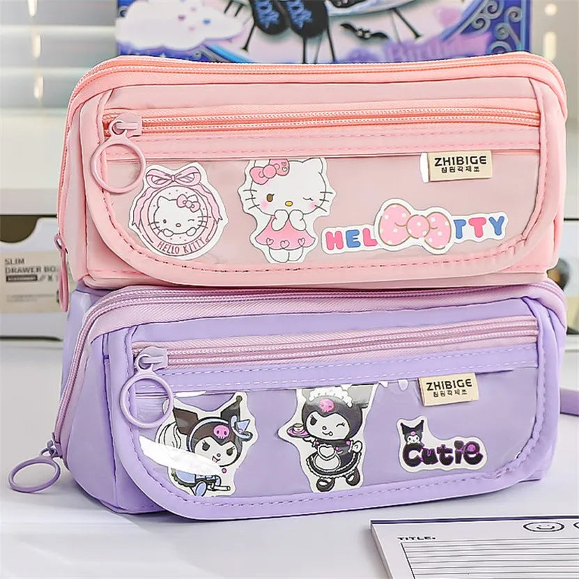 Ddbos BACK TO SCHOOL Large Capacity Pencil Case Box Transparent Kawaii Bag Standing Stationery Organizer Estuches Asthetic Korean Pouch Kalemlik Girl