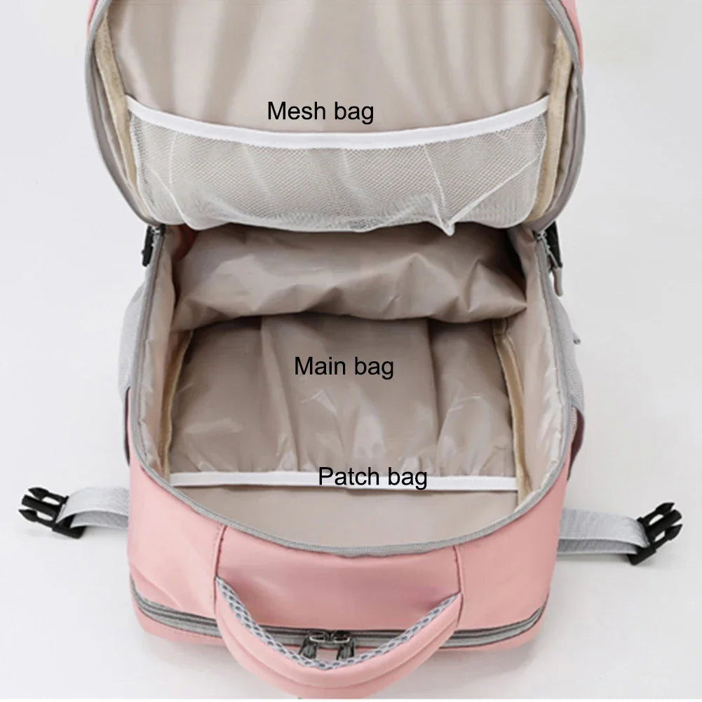 Ddbos BACK TO SCHOOL Airplane Travel Luggage Zipper Bags Large Capacity Women Shoulder Travel Backpack Sports Bag Luggage Storage Bag Bagpacks