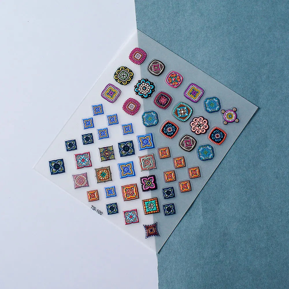 Elegant Bohemia Design 5D Nail Stickers Nails Transfer Sliders Embosses Decals