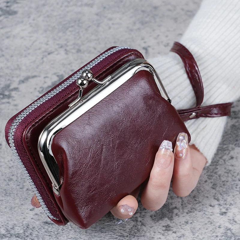 Ddbos New Wallet Women Fashion Wrist Strap Short Coin Purse Large Capacity Coin Clip Bag Multi-card Card Bag Wallet