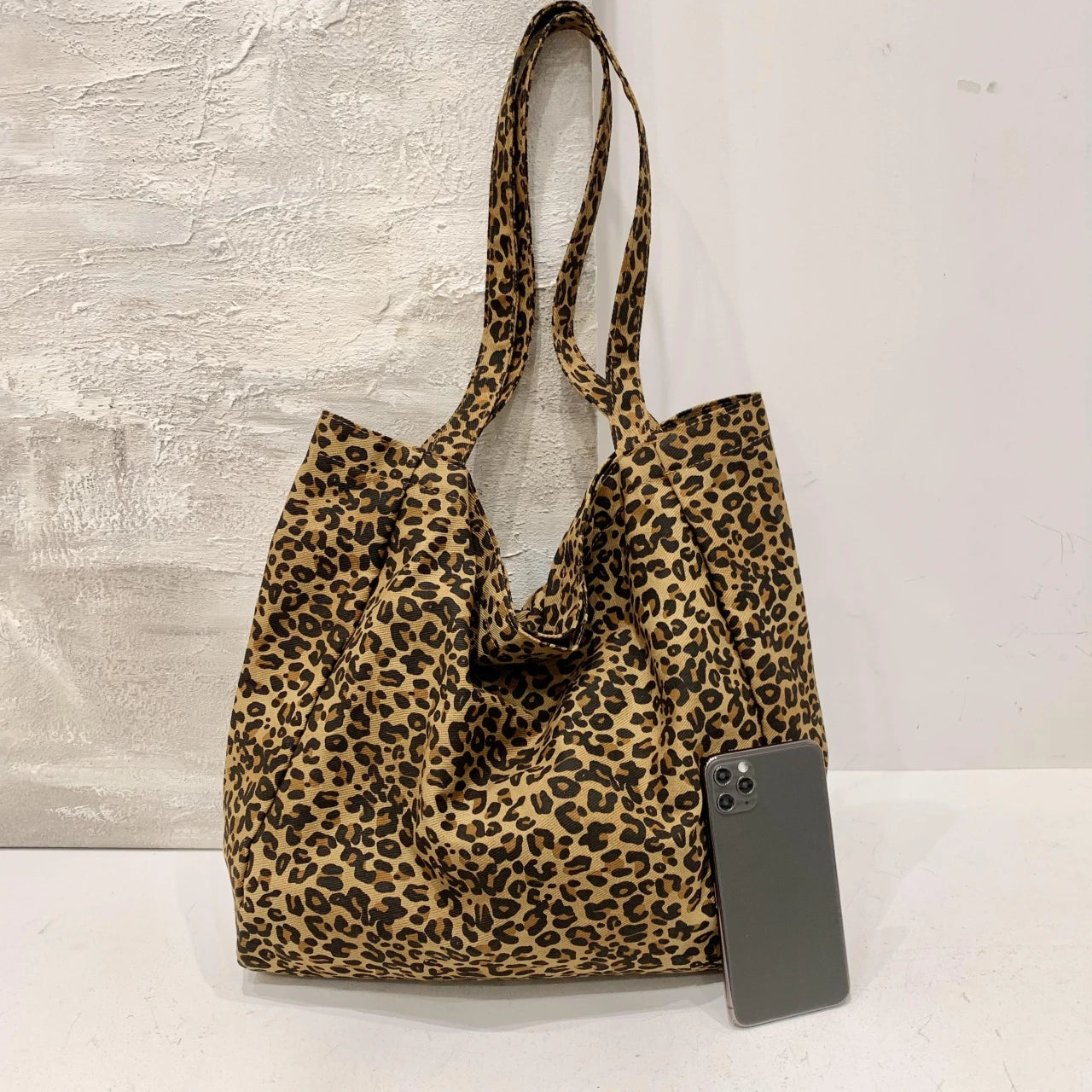 Ddbos Large Capacity Leopard Canvas Bag, Fashion Trend Practical, Multi-functional Niche Shoulder Bag