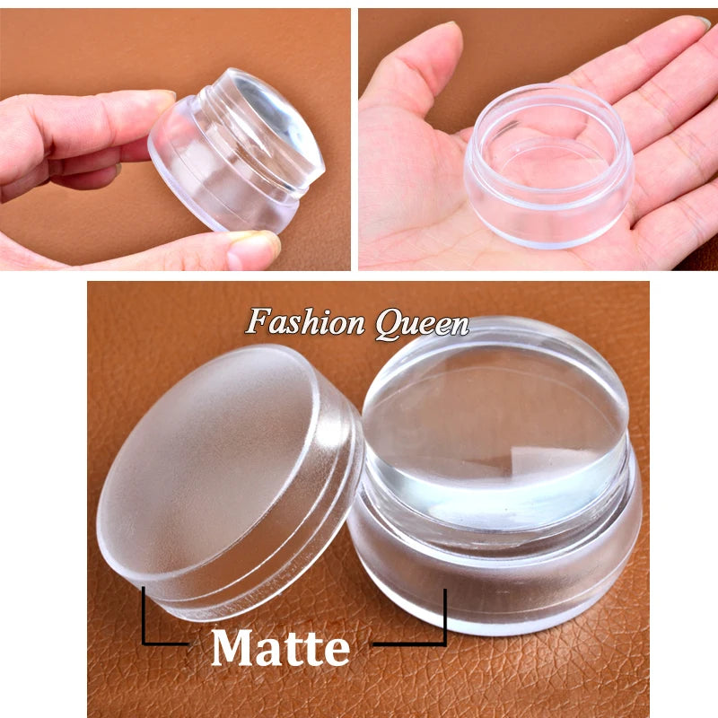 New Lovely Design Matte Nail Art Stamper Scraper with Cap Silicone Jelly 3.5cm Nail Stamp Stamping Tools