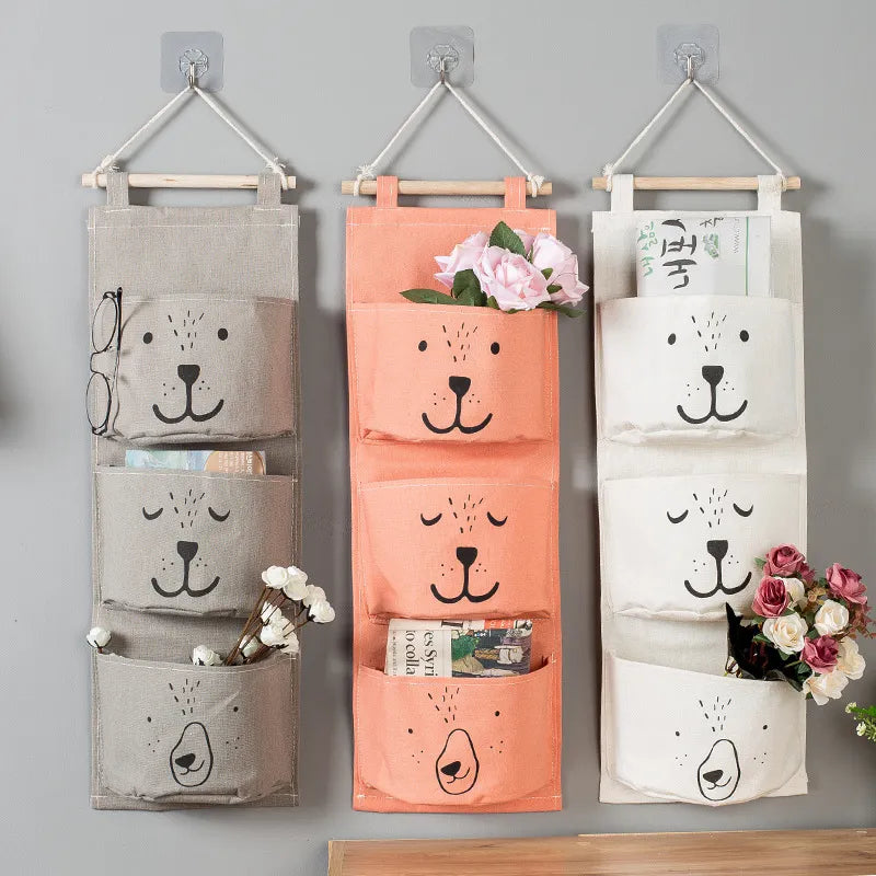 Ddbos Hanging Storage Bag 3 Pocket Waterproof Hanging Organizer for Dorm Living Room Bathroom Home Fabric Wall Closet Organizer