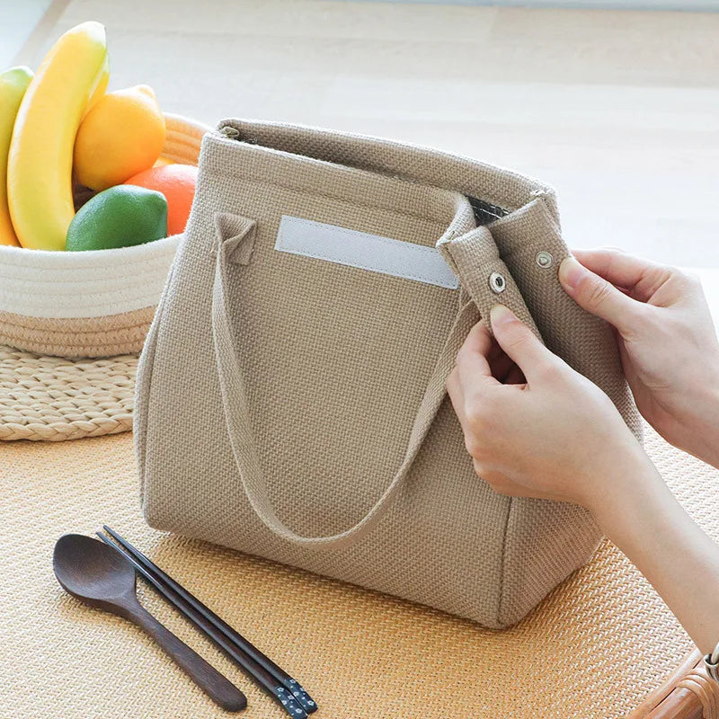 Ddbos Large Capacity Jute Lunch Bags Insulated Women Kids Thermal Bento Box Tote Portable Food Bag Dinner Container for School Picnic