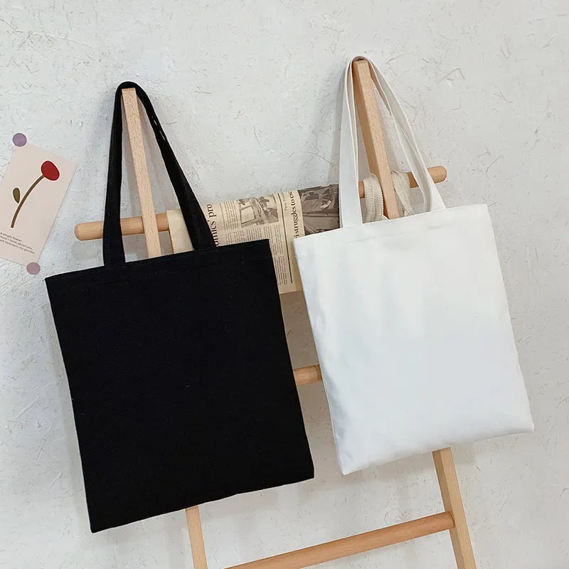 Ddbos Women Canvas Bag Fashion Blank Shopping Bag Outerdoor Casual Shopperbag girl Student handbag Tote Shoulder Lady Bags