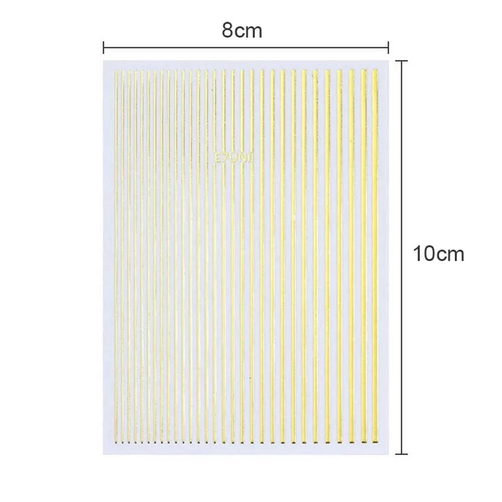 Ddbos 2PCS Gold Silver Lines Stripe DIY Nail Sticker Geometric Waved Self Adhesive Slider Papers Nail Art Transfer Stickers