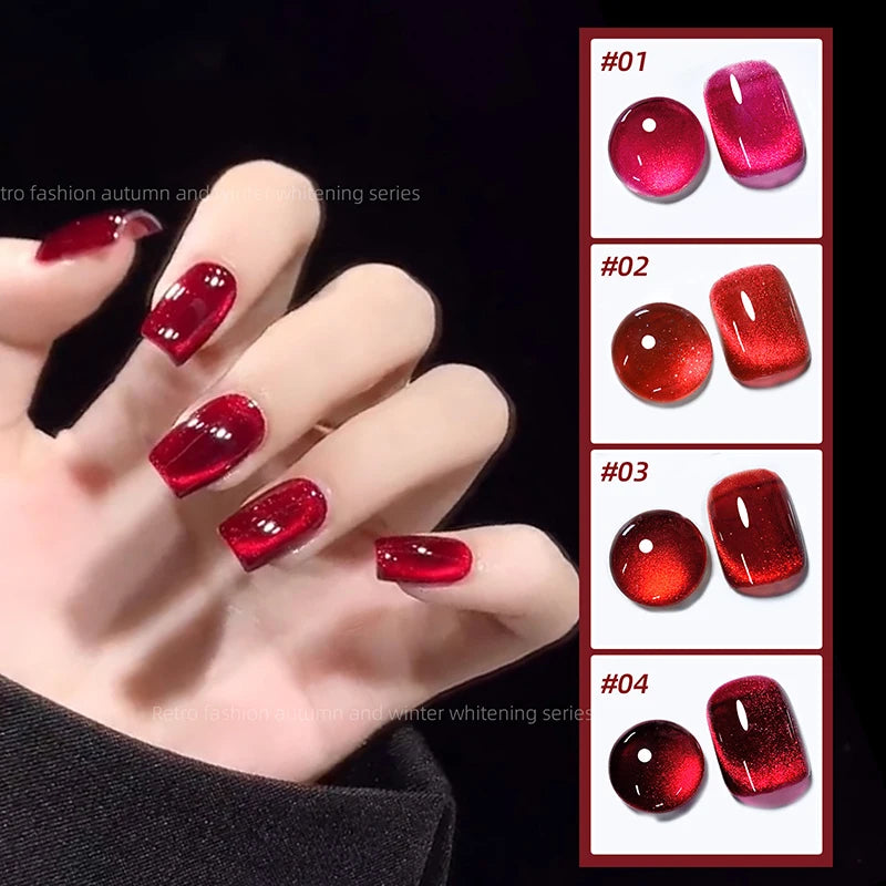 Ddbos Ruby Cat Eye Magnetic Nail Polish Gel 7.5ml Semi Permanent Soak Off LED/UV Glitter Gel Nail Art Manicure Varnishes