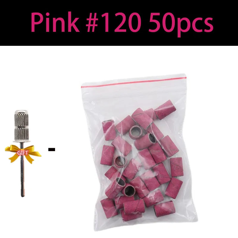 Ddbos Pink 80 120 180 240 Grit Cutter Zebra Sanding Bands Nail Drill Bits Foot Care Polishing Manicure Gel PolishRemover Replacement