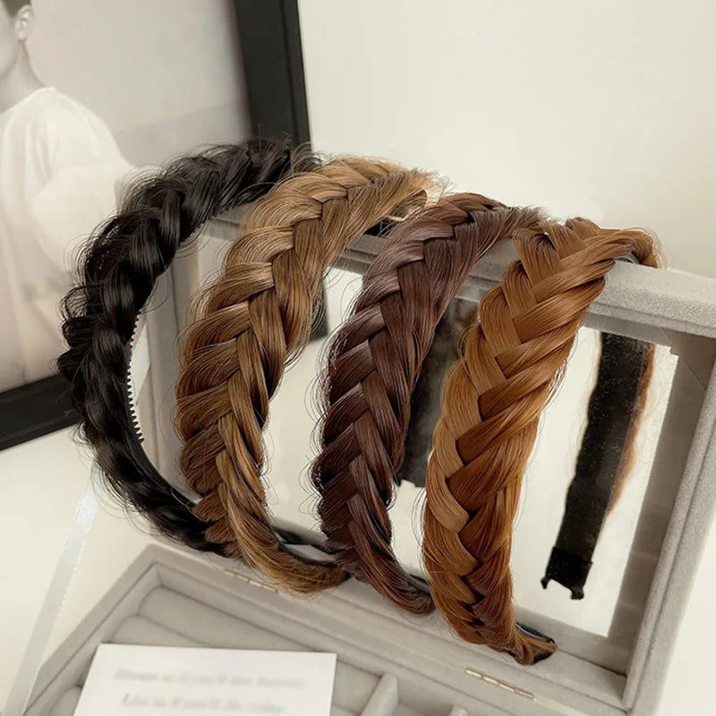 Ddbos Women Synthetic Wig Twist Braided Hair Bands Fashion Braids Hair Accessories Women Bohemian Nature Headband Stretch for Party