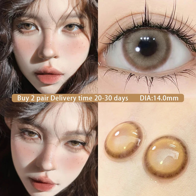 1Pair Brown Myopia Colour Circular Contacts Lenses Natural Blue  Eye Lenses Beauty Pupil Brown Lenses Makeup