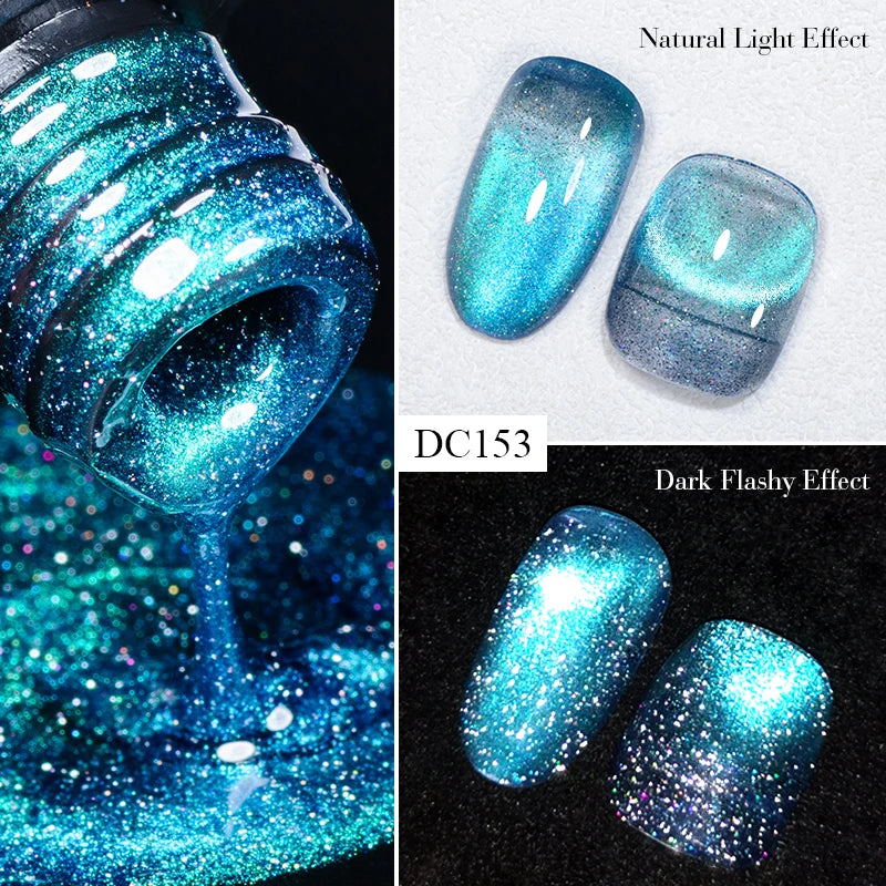 7ml Cat Magnetic Gel Nail Polish Semi Permanent Dynamic Glitter Reflective Nail Gel Soak Off UV Gel Nail Art Varnish