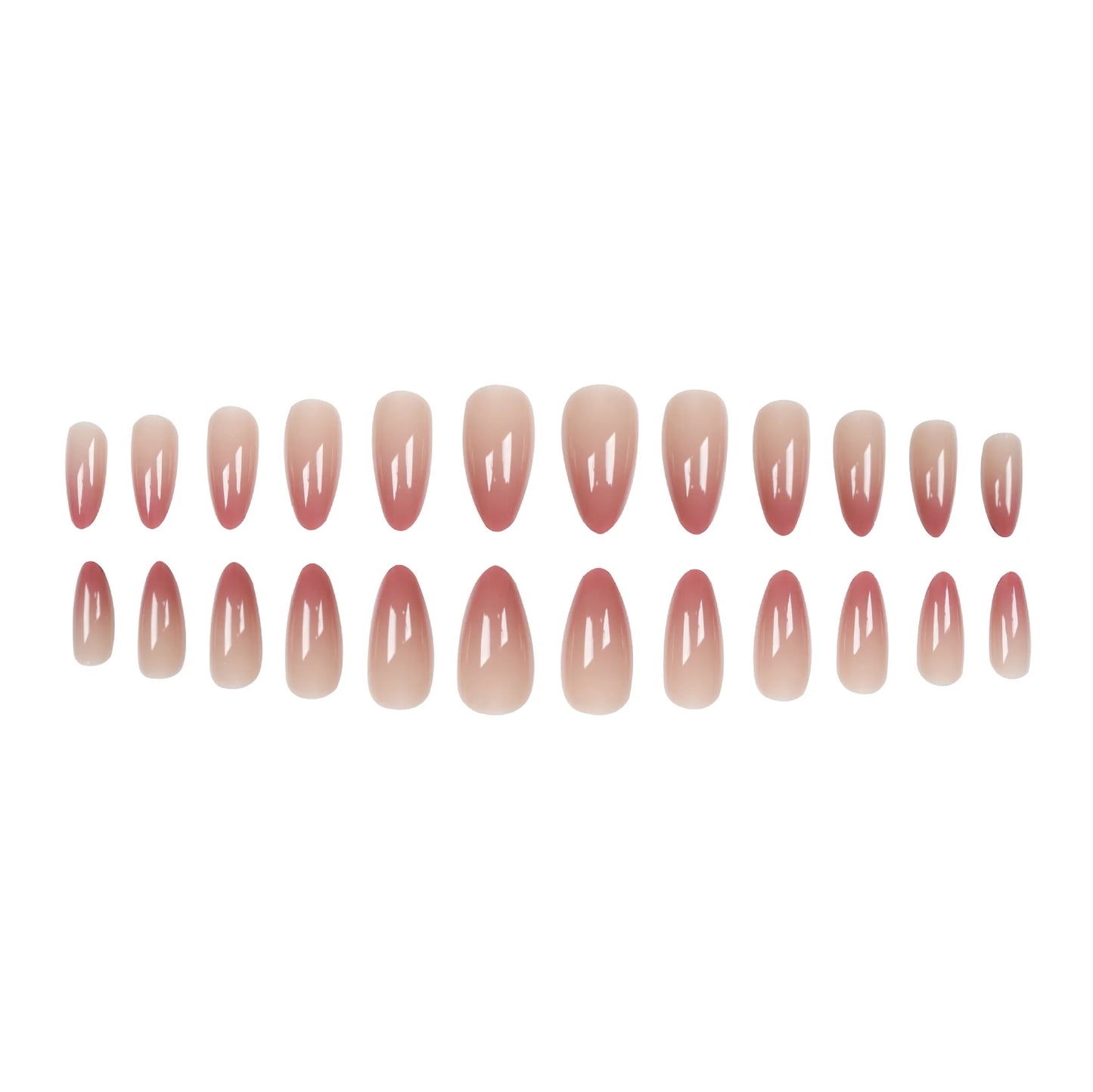 Ins Sweet Gradient Pink False Nail Patch Almond Glossy Korean Style Fake Nail Wearable 24pcs Artificiall Nails