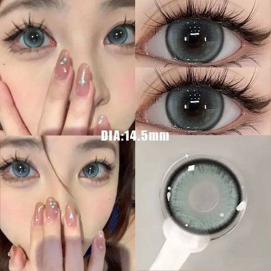 Ddbos 1Pair Colour Contacts Lenses Prescription Myopia Blue Eye High Quality Beauty Pupil Brown Lenses Makeup