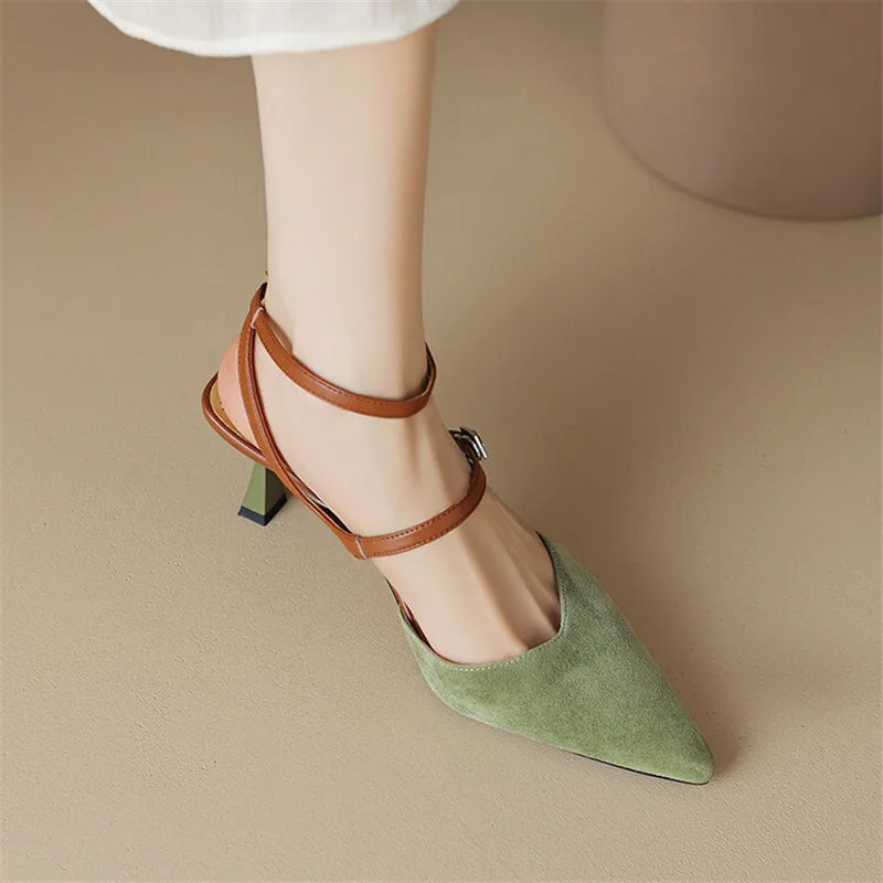 Ddbos New Sheep Suede Summer Sandals Pointed Toe Sandals Shoes for Women Handmade Women Sandals Zapatos De Mujer Gladiator Shoes