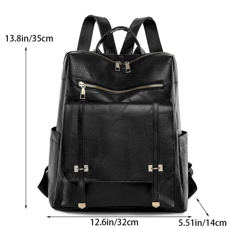 Ddbos Vintage Women's Bag Large Capacity Leather Daily Commute Travel Women's Backpack Shopping