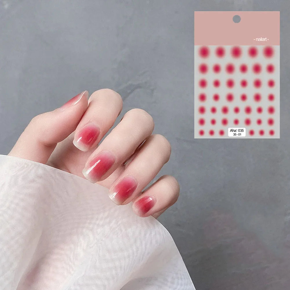 Ddbos 12 colors Pink Smudge Nail Sticker Blush Gradient Decals Sticker Self-Adhesive Translucent Waterproof Ultra-Thin 3D Nail Slider