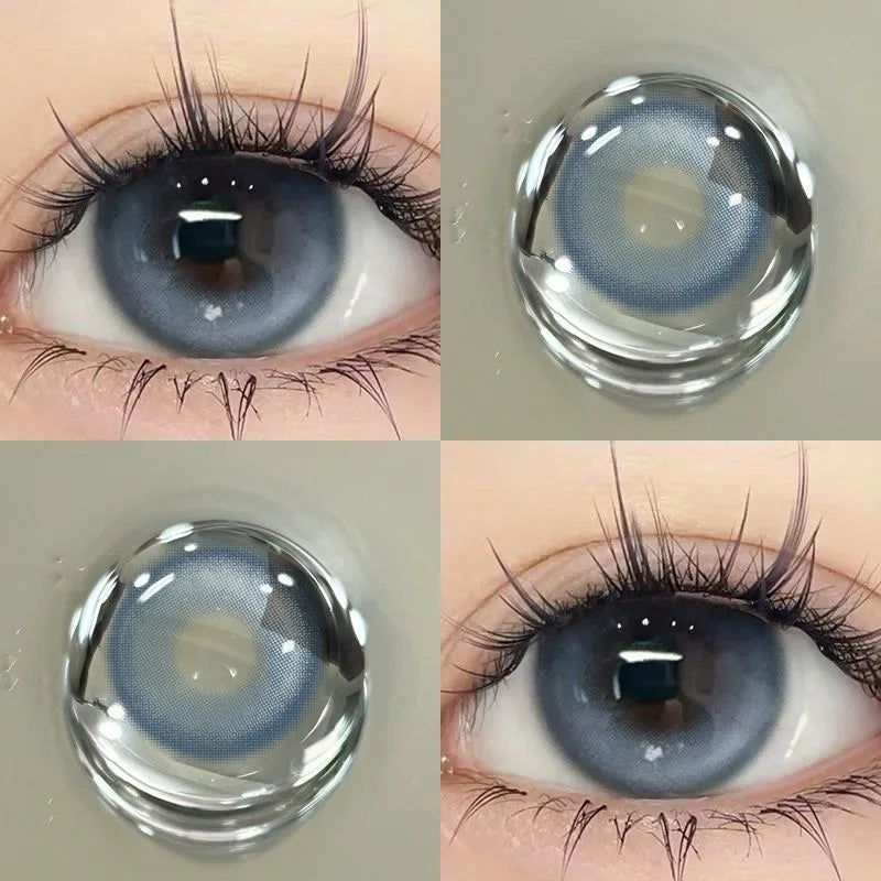 Ddbos 2PCS Korea Colored Contact Lenses Myopia Degree -0.00 to -8.00 Gray Eyes Beauty Pupil Brown Makeup Lens