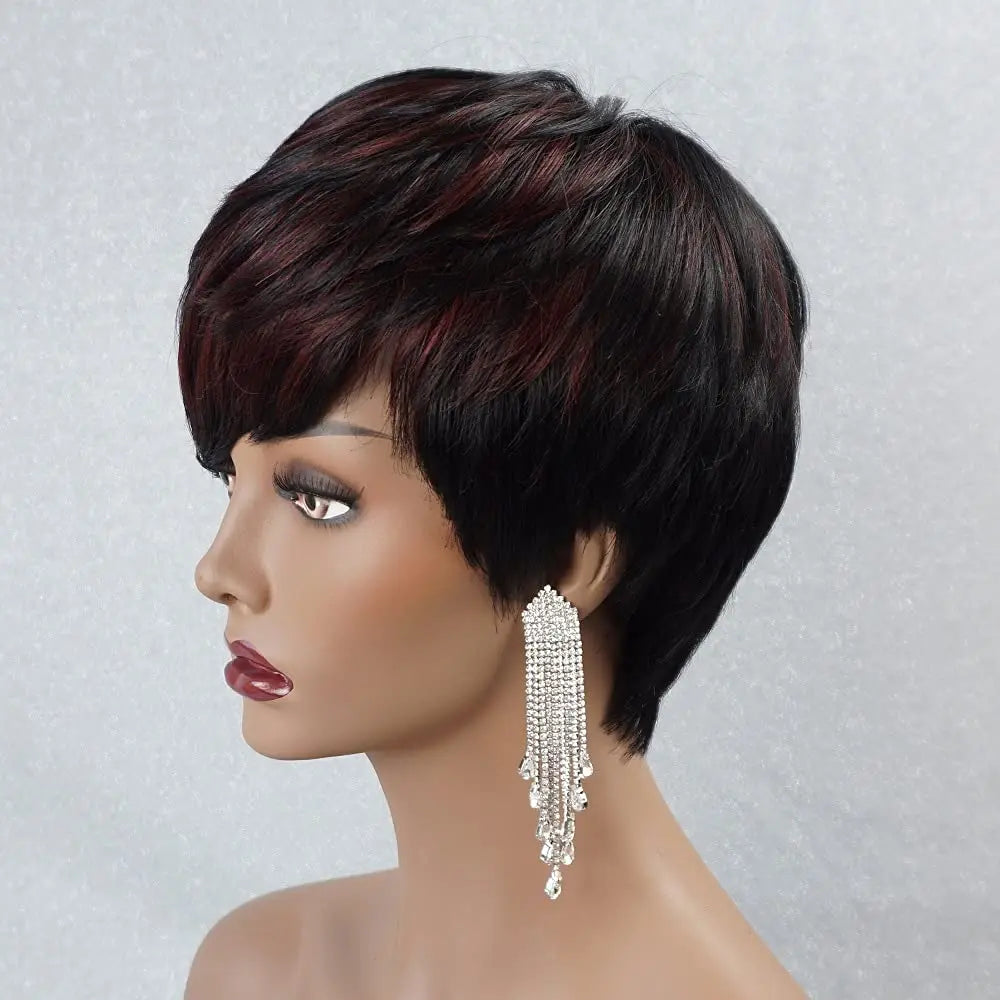 Ddbos Cut Wig for Black Women Human Hair Wigs for Black Women Short Bob Wig Human Hair Wigs with Bangs Short Wigs for Black Wome