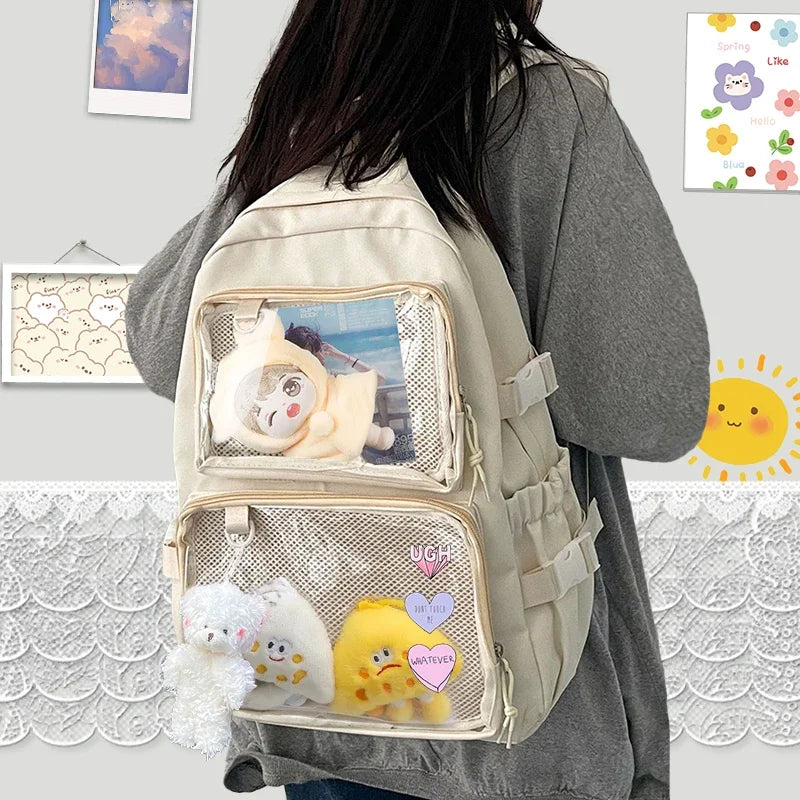 Ddbos Japanese Kawaii Itabag Women New 2024 Transparent Backpack Women Large Capacity Ita Backpack School Bags For College Student JK