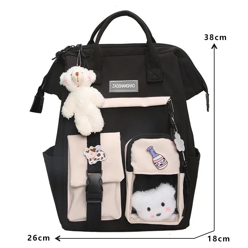 Ddbos BACK TO SCHOOL Women Candy Color Laptop Backpacks Cute Kawaii High School Bags for Teenage Girl Japanese Travel Camping Backpack