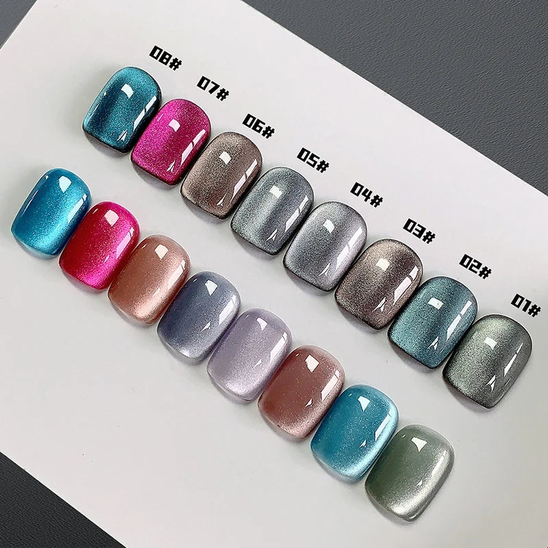 7.5ML Water Light Cat Eye Gel Semi Permanent Soak Off Holographic Crystal Magnetic Gel Polish for Nail Art DIY Manicure Salon