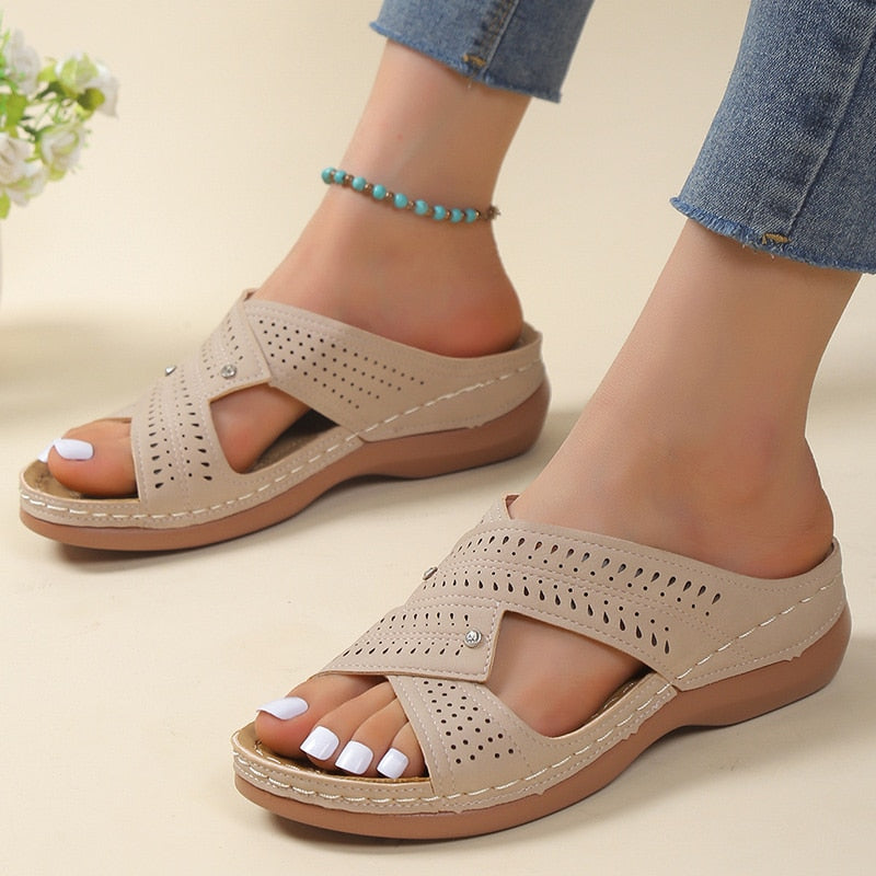 Sandals Women New Summer Shoes Women Elegant Low Heels Sandals Summer Slippers Zapatos Mujer Wedge Heeled Sandals Female