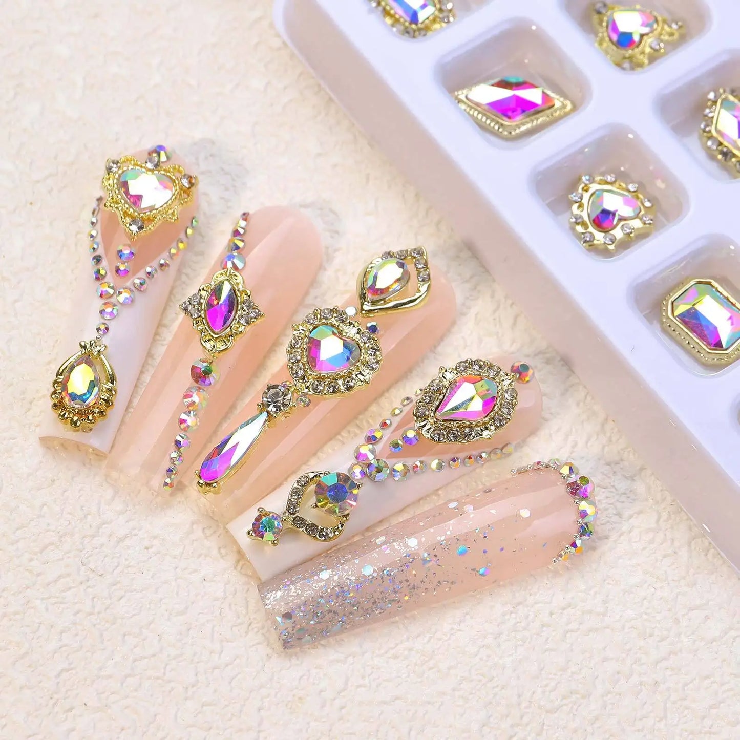 Ddbos 20pcs/Boxed Alloy Zircon Nail Rhinestones For Nails Art Decorations Fantasy Color Super Sparkling Diamond Kit Nail Decoration