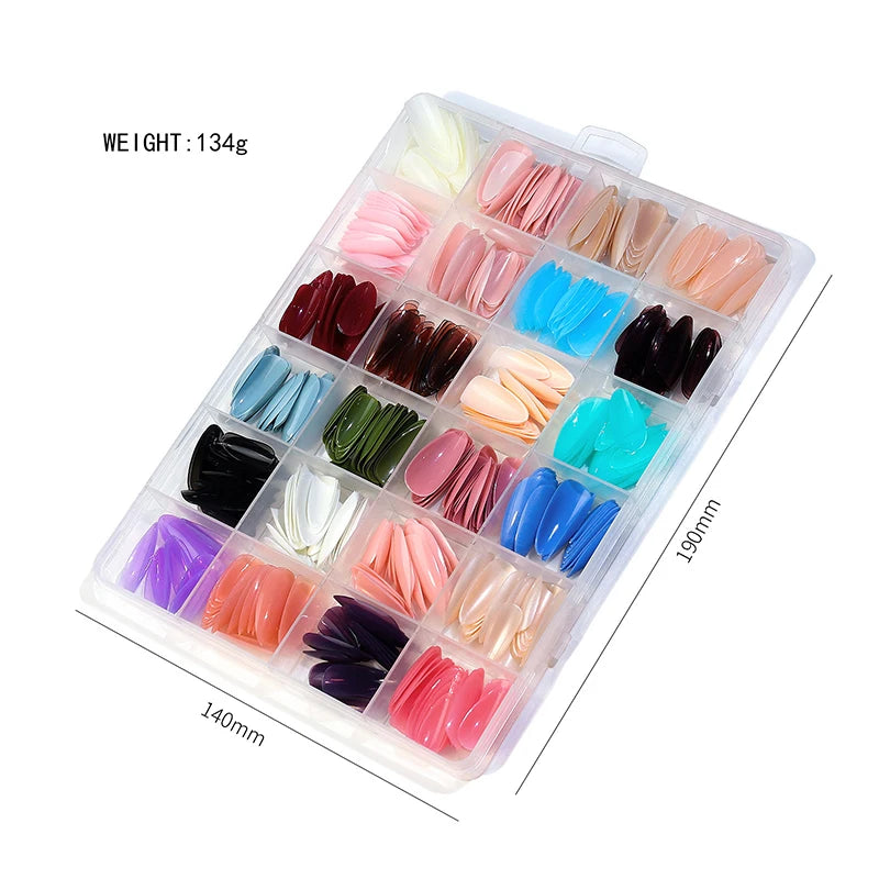 576/288pcs/box Colorful Fake Nails Acrylic Full Cover Nail Tips Ballet Wear Nail Press On Nails With Gel DIY Manicure Tools