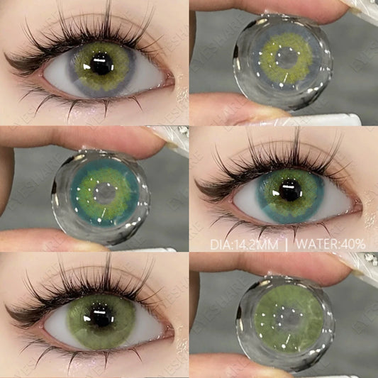 Ddbos 1 Pair Fashion Colored Contact Lenses for Eyes Natural Brown Lenses Yearly Blue Lenses Green Eye Contacts Colorful Lens