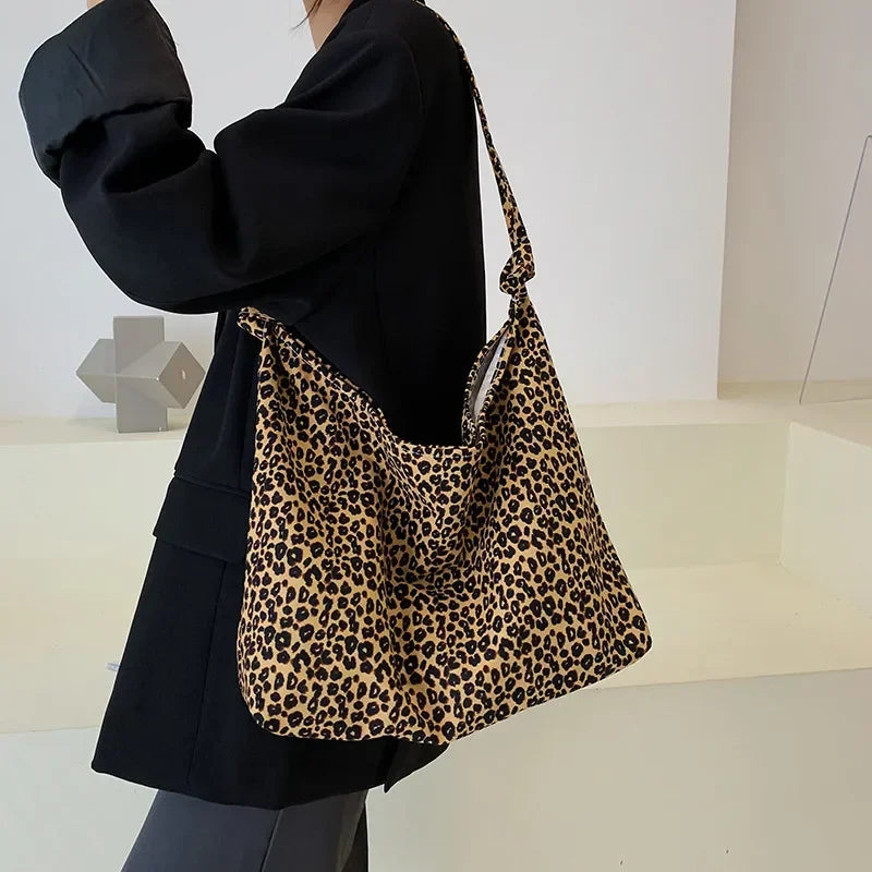 Ddbos Women's Bag Cheap Casual Large Capacity Shoulder Bags Shopper Canvas Fashion Harajuku Zipper Leopard Print Ulzzang Handbags