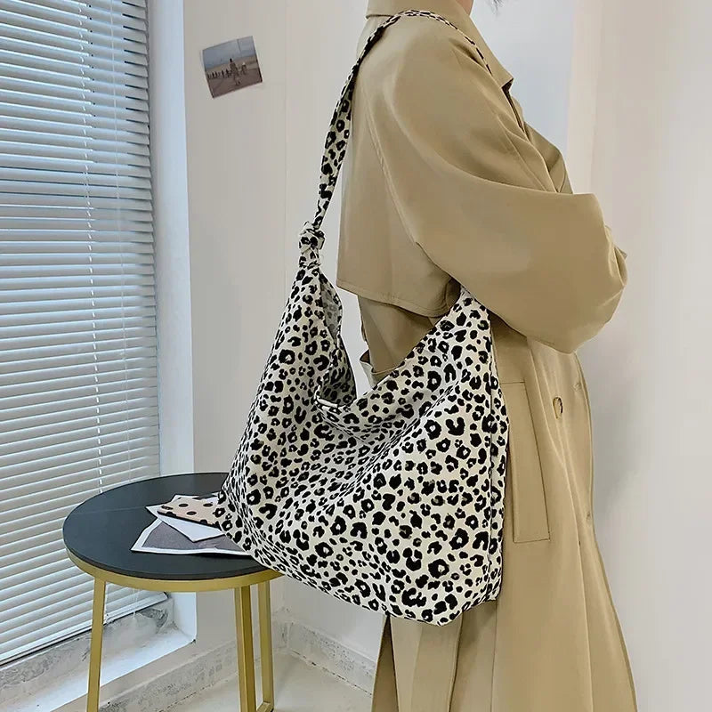 Ddbos Women's Bag Cheap Casual Large Capacity Shoulder Bags Shopper Canvas Fashion Harajuku Zipper Leopard Print Ulzzang Handbags