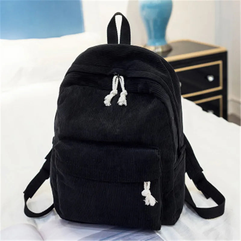 Ddbos BACK TO SCHOOL Personalized Corduroy Women Schoolbag Backpack Training Anti-theft Shoulder Bag For Teenager Knapsack Unisex Classic Campus Port