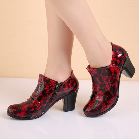 Women Fashion Flat New Arrivals Heels Ankle Rain Boots Patchwork Floral PVC Rainboots Waterproof Woman Water Shoes Shoes