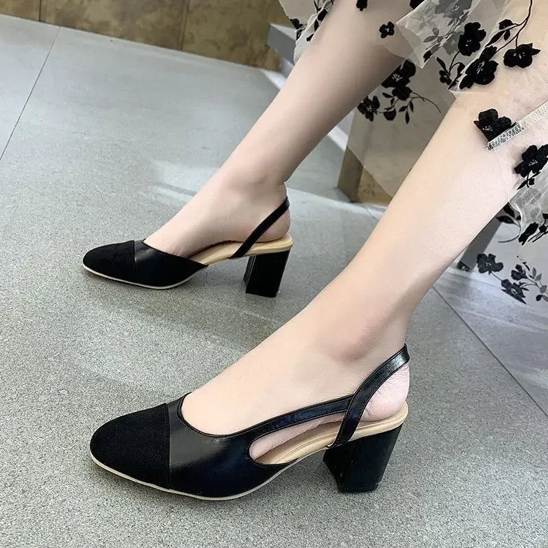 Ddbos Fashion Women Shoes Woman Dress Shoes Mid Heel Square Head Wedding Party Sandals Casual Shoes